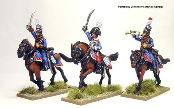 Napoleonic 1806 Prussian Army Hussar Command in Milirtons, Wearing Pelisse, Charging - Available to Order