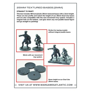 General Accoutrements: 25mm Textured Bases (2mm Bevel)