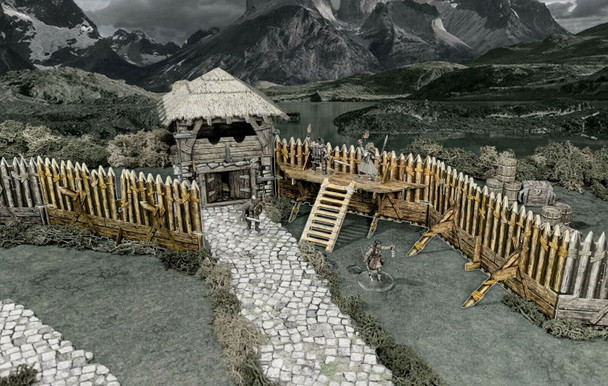 Battle Systems Fantasy Terrain Palisade Walls - 28-35mm DND D&D RPG Wargames Historical / Fantasy Card Scenery