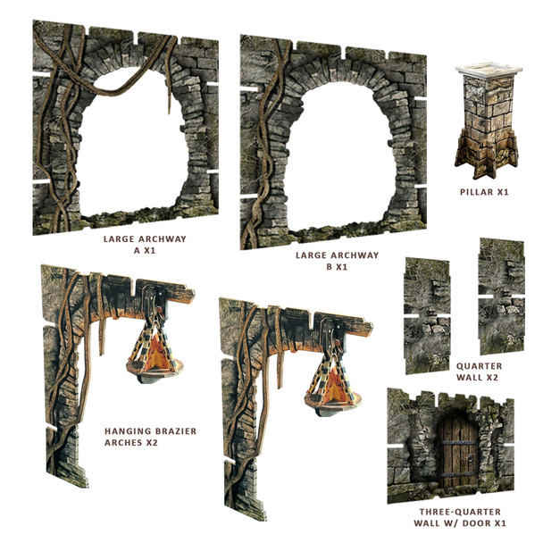 Fantasy Dungeon Terrain Archways - Battle Systems Immersive Scenery for D&D DND Maladum Pathfinder RPGs Full Color Heavy Duty Cardstock Printed Both Sides