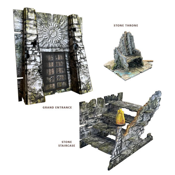 Fantasy Dungeon Terrain Entrance - Battle Systems Immersive Scenery for D&D DND Maladum Pathfinder RPGs Full Color Heavy Duty Cardstock Printed Both Sides