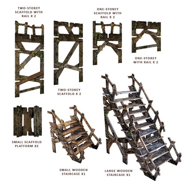 Fantasy Dungeon Terrain Scaffolding - Battle Systems Immersive Scenery for D&D DND Maladum Pathfinder RPGs Full Color Heavy Duty Cardstock Printed Both Sides