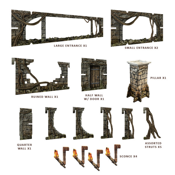 Fantasy Dungeon Terrain Vaults of Enveron Entrances - Battle Systems Immersive Scenery for D&D DND Maladum Pathfinder RPGs Full Color Heavy Duty Cardstock Printed Both Sides