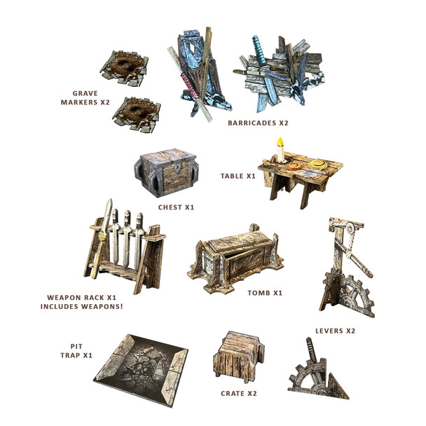 Fantasy Dungeon Terrain Vaults of Enveron Furniture - Battle Systems Immersive Scenery for D&D DND Maladum Pathfinder RPGs Full Color Heavy Duty Cardstock Printed Both Sides