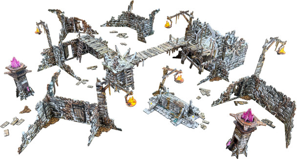 Maladum Ruined Mountain Keep (Forbidden Creed) Terrain - Fantasy Dungeon Crawler Game Immersive Pre-colored Scenery for Solo, Co-op and Adversarial Play