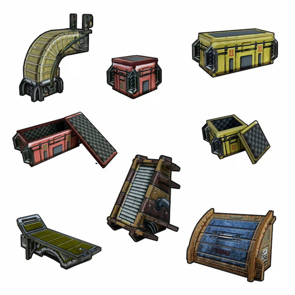 Battle Systems Sci-fi Terrain Sci-fi Equipment Sheet - 28-35mm RPG / Wargames / 40k Necromunda Card Scenery