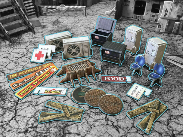 Battle Systems Urban Apocalypse Terrain Street Accessories I - 28-35mm RPG / Wargames 40k Crisis Protocol Modern Zombies Card Scenery