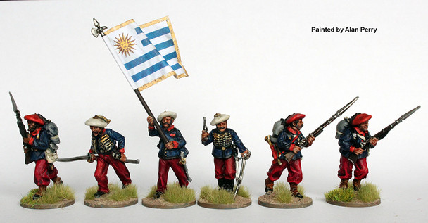War of the Triple Alliance (1864-70) Uruguayan 'Libertad' Battalion Command Advancing (Carlist Berets) - Available to Order