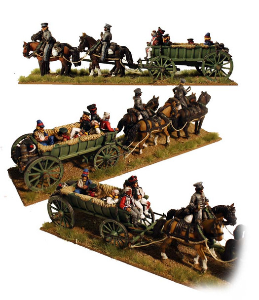 Napoleonic Russian 4 Horse Baggage Wagon w/ Casualties - Available to Order