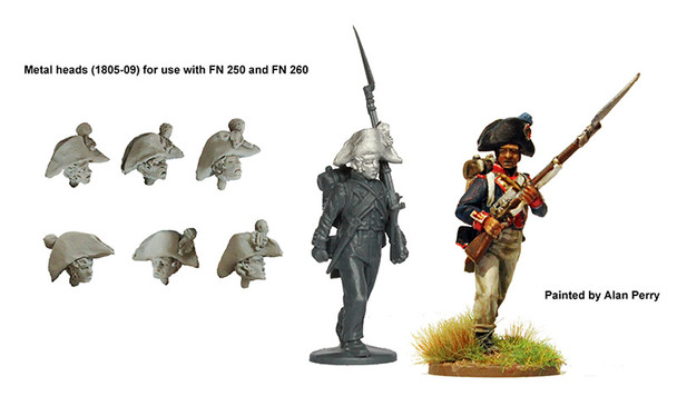 Napoleonic French Bicorned Fusilier Heads for Fusiliers 1805-09 - Available to Order