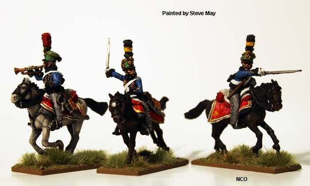 Napoleonic Austrian Hussar Command Wearing Pelisses (Campaign Dress) Galloping - Available to Order
