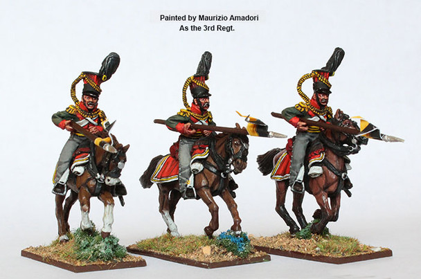Napoleonic Austrian Uhlans Charging, Couched Lances, Falling Plume (3rd Regt) - Available to Order