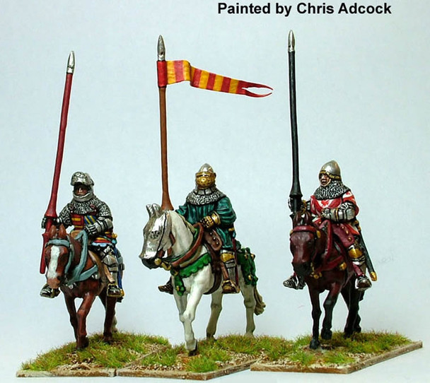 Agincourt Mounted Men-at-Arms Lance Upright, Horses Walking - Available to Order