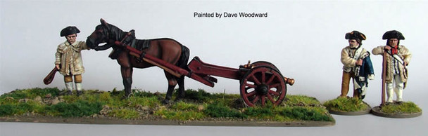 AWI Limbered 3pdr 'Butterfly' w/ Horse, Driver & 2 Continental Gunner Variants - Available to Order