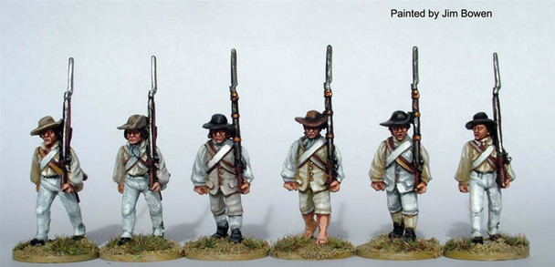 AWI Southern Militia / Continentals Advancing, Shouldered Arms, in Shirt Sleeve Order, Bayonets - Available to Order