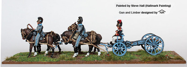 Napoleonic Bavarian 4 Horse Limber w/ Howitzer - Available to Order