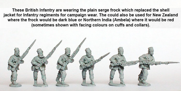 British Intervention Force (1860s) Line Infantry Charging, Campaign Dress, Kilmarnocks & Plain Frock Coats - Available to Order