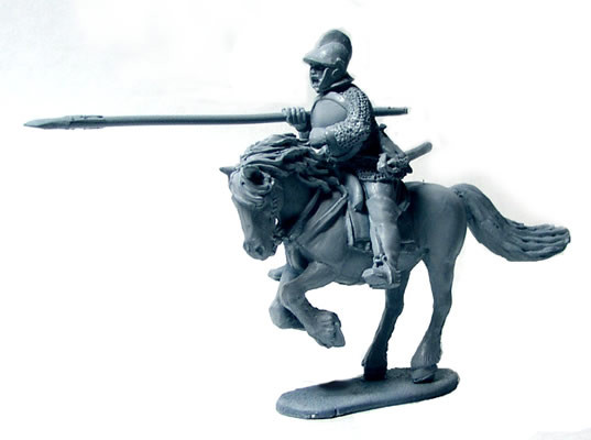 40mm Border Reivers Richie Johnstone, Mounted, Charging, Couched Lance / Sword, Shield, Mail & Burgonet - Available to Order