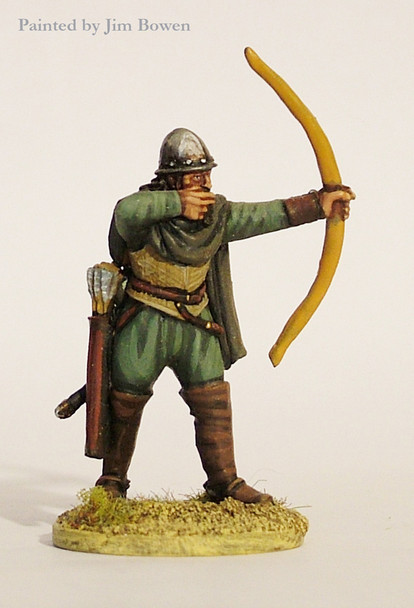 40mm Border Reivers Thomas Johnstone, on Foot Standing, Shooting Bow, Cabasset, Jack & Plaid - Available to Order