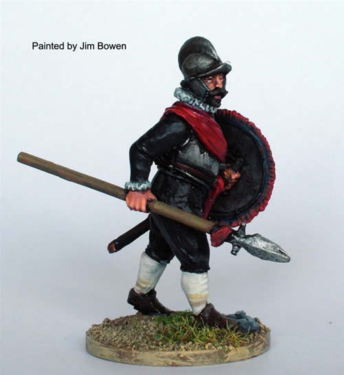 40mm Border Reivers Garrison Officer Advancing w/ Half Pike & Shield - Available to Order