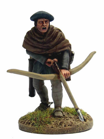 40mm Border Reivers Geordie Johnstone, on Foot w/ Bow Nocking Arrow, Bonnet & Plaid - Available to Order
