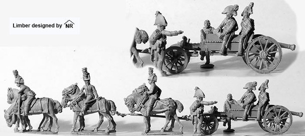 Napoleonic Austrian 6 Horse "Cavalry" Limber w/ 6pdr Wurst & Full Crew - Available to Order