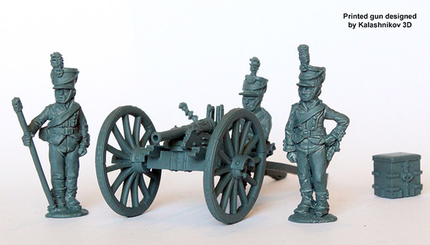 Napoleonic Danish-Norwegian Army 1pounder Amusette w/ 1808-14 Crew, Aiming - Available to Order