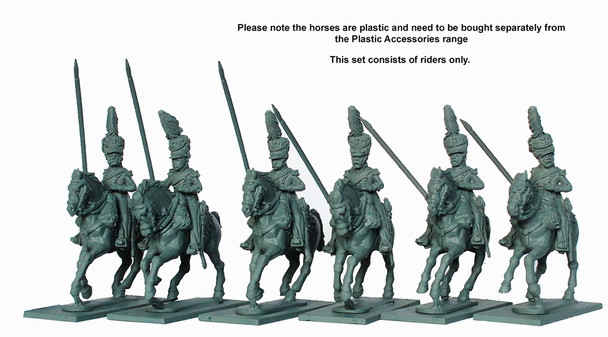 Napoleonic Duchy of Warsaw Uhlans Galloping, Elite Companies in Fur Caps - Available to Order