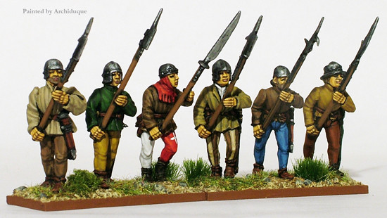 European Armies Helmeted Halberdiers / Pikemen Advancing, Weapon Held at 45 Degrees - Available to Order