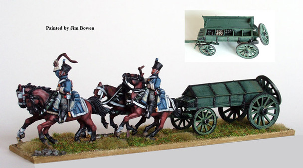 Napoleonic French Line 4 Horse Ammunition Caisson, Advancing Rapidly - Available to Order