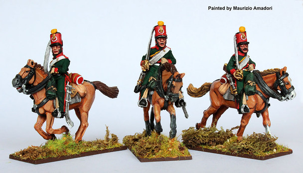 Napoleonic French 2nd Eclaireur Regt. (Young Guard) Second Rank, Swords Drawn, Galloping 1814 - Available to Order