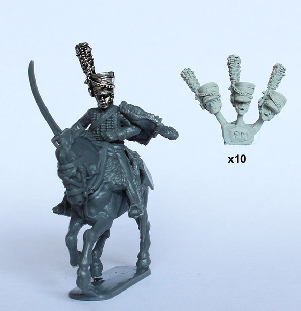 Napoleonic French 30 Early Hussars 1800-04 Heads, Shakos w/ Side Plumes - Available to Order