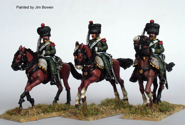 Napoleonic French Chasseurs a Cheval Galloping, Shouldered Swords, Elite Coy, Colpacks - Available to Order