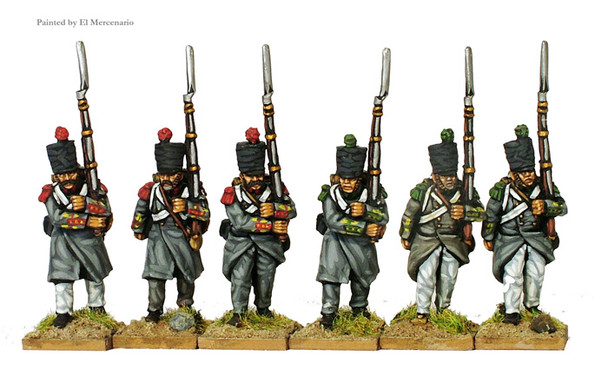 Carlist War Isabelino Infantry Marching, Flank Co, Greatcoats & Covered Shako - Available to Order