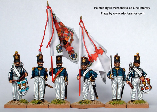 Carlist War Isabelino Infantry Command Standing, Coatee & Cylindrical Shako - Available to Order