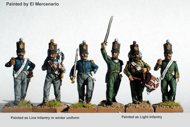 Carlist War Isabelino Infantry Command Marching / Advancing, Coatee & Cylindrical Shako - Available to Order