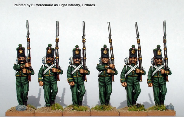 Carlist War Isabelino Infantry Marching, Centre Companies, Coatee & Cylindrical Shako - Available to Order