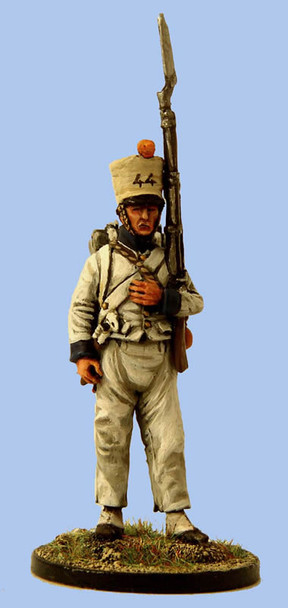 40mm Peninsular French Fusilier, Sleeved Waistcoat, Covered Shako, Standing, Musket Secured - Available to Order