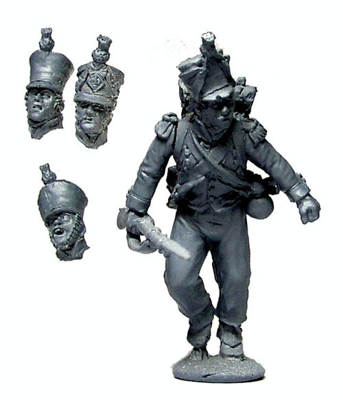 40mm Peninsular French Voltigeur, Running, Musket at Trail in Habit - Available to Order