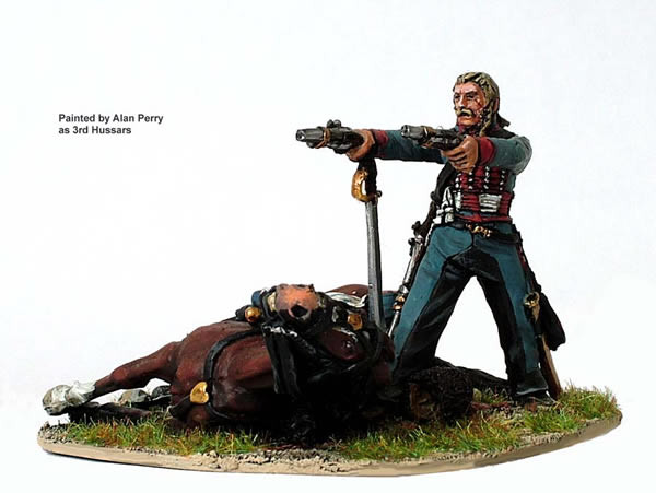 40mm Peninsular French Dismounted Hussar Firing 2 Pistols & Wounded Horse - Available to Order