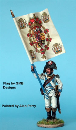 40mm Peninsular Spanish Line Infantry Standard Bearer Advancing, 1805 Uniform - Available to Order