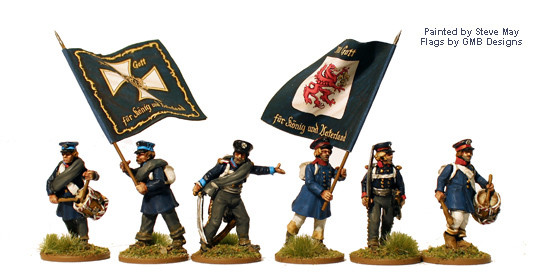 Napoleonic Prussian Landwehr Command Marching 2 - Available to Order