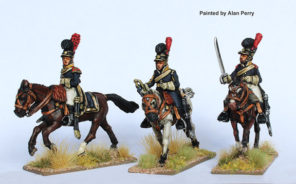 Napoleonic Portuguese Line Cavalry Command in Helmets, Galloping, 1806-11 - Available to Order
