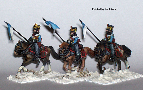 Napoleonic Russian Hussars, Front Rank, Wearing Pelisses Galloping, 1809 Kiwers, Lances - Available to Order