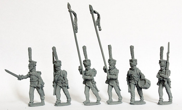 Napoleonic Russian Grenadier Command Advancing 1809 Shako w/ the Tall, Thin (1811) Plume - Available to Order