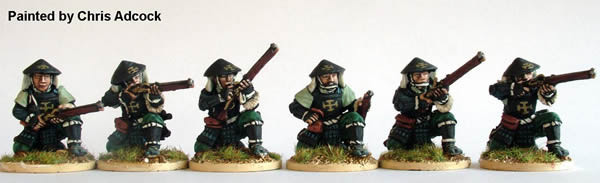 Samurai (1550-1615) Ashigaru Arquebusier Firing Line, Kneeling - Available to Order
