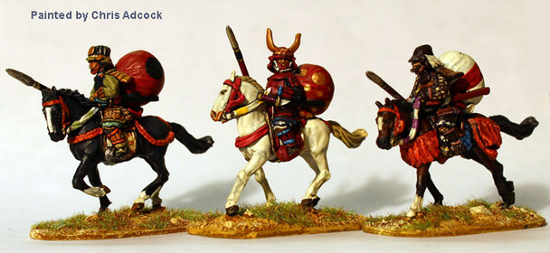 Samurai (1550-1615) Mounted Samurai Bodyguards / Messengers w/ Horo & Yari, Galloping - Available to Order