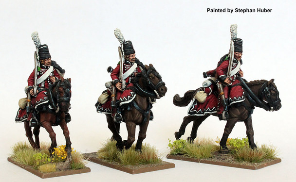 Napoleonic 1806 Prussian Army Hussars in Mirlitons, Shouldered Swords, Galloping - Available to Order