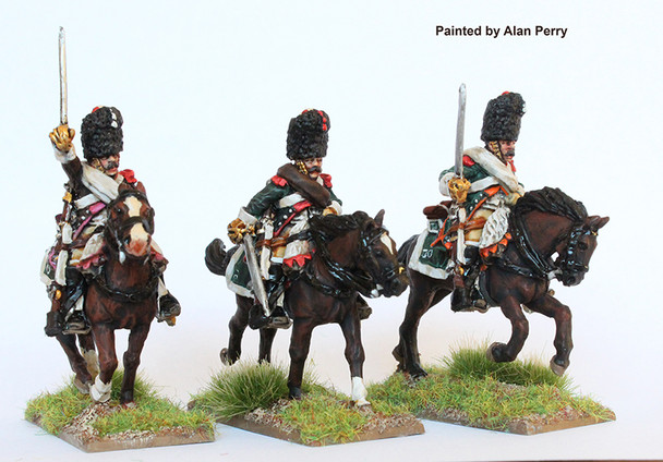Napoleonic French Dragoons, Elite Company in Bearskins, Charging, Rolled Manteau-Capote, 1805-13 - Available to Order