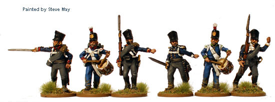 Napoleonic Prussian Reservist Command in "Portuguese" Uniforms, Marching 1 - Available to Order